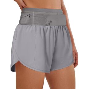 BMJL Womens Running Athletic Shorts Workout Gym Dolphin Elastic Shorts with Waist Mesh Pockets