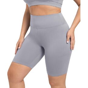 شورتات راكب الدراجة النارية في فالاندي زائد للنساء - شورت اليوغا الناعمة ذات 8 بوصة (XL -5XL)