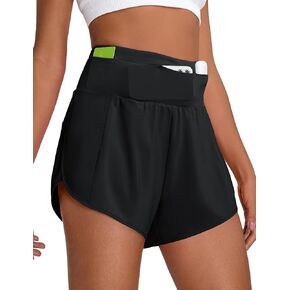 BMJL Women's Workout Shorts Athletic Running Shorts High Waisted Gym Shorts with Liner Zipper Pockets