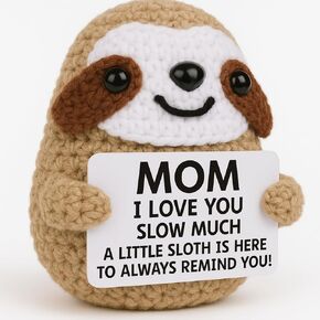 Birthday Gifts for Mom, Cute Handmade Crochet Sloth Plush - I Love You Slow Much - Unique Birthday Christmas for Mom from Daughter/Son, Ideas