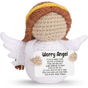 Funny Crochet Guardian Worry Angels Gifts Christian Easter Gifts for Best Friend Granddaughter Grandson Daughter Niece Sister, Mental Health Cheer Up Gift, Mothers Day Birthday Mental Health Persents