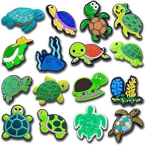 16PCS Turtle Shoe Charms, Sea Animals Shoes Charm for Kids Boys Girls Men Women PVC Wristband Sandals Clog Accessories Party Favors Pins and Decoration