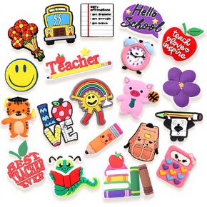 School Shoe Decoration Charms, PVC Charms Accessories for Shoes, Bracelets, Wristbands, Sandals, Bag Gifts for Birthday, Party, Holiday, Kids, Teens, Adults, Teachers.