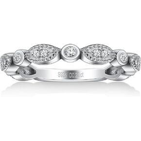 فرقة زفاف Moissanite Ladylike Milgrain Marquise Half Edernity Ring 925 Sterling Silver Band D Color VVS1 LAB التي تم إنشاؤها نصف حلقات قابلة للتكديس للنساء