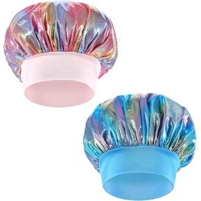 Kids Bonnet, 2PCS Kids Sleeping Caps Hair Cover Colorful Night Hats Adjustable Sleep Caps for Girls Toddler Natural Curly