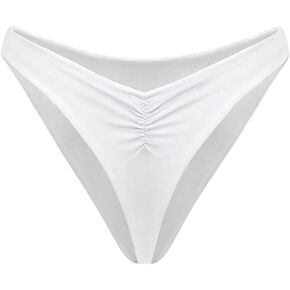 Milumia Women's Bikini Bottom Solid V Cut Waisted Swimwear Thongs Beachwear