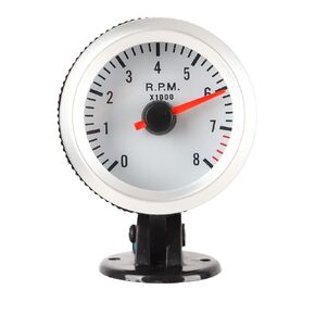 Pointer Tachometer, 2in 52mm LED Tachometer Red Pointer White Dial Backlight for 1 4 6 8 Cylinder Gasoline Vehicles
