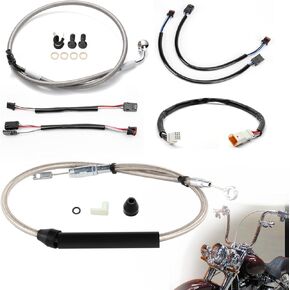 Tigersgate 16 "كابلات Softail Kit مقود مقود ممتد/خط إشارة/خط الفرامل/خط الفرامل/القابض/الأسلاك TBW لعام 2020-2021 Softail W/ABS ، Chrome