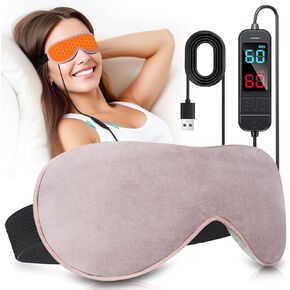 Heated Eye Mask for Dry Eyes, Stye & Migraines Relief - USB Electric Warm Compress with 20 Temp/Time Settings, Washable Flaxseed Cover for MGD, Blepharitis & Eye Strain - FSA/HSA Eligible