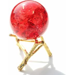 50mm Crystal Ice Cracked Balls with Metal Branches Base Paperweight K9 Glass Decorative Ball Decor for Home Table Room Office Wedding Ornaments