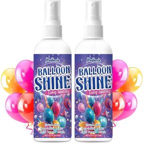 Balloon Shine Spray, 2 Pack Decorative Ball Shine Spray, Long Lasting High Shine Balloon Spray, Scent-Free & No-Wipe Balloon Shine Spray Latex Balloons, Perfect for Balloon Party