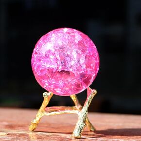 50mm Crystal Ice Cracked Balls with Metal Branches Base Paperweight K9 Glass Decorative Ball Decor for Home Table Room Office Wedding Ornaments in Kuwait