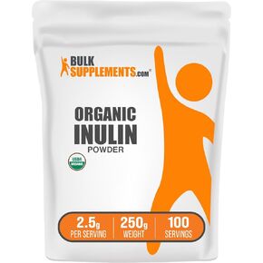 BulkSupplements.com Organic Inulin Powder - Inulin Supplement, Soluble Fiber Powder - Vegan & Gluten Free, Inulin Fiber - 2.5g per Serving, 500g (1.1 lbs) (Pack of 1)