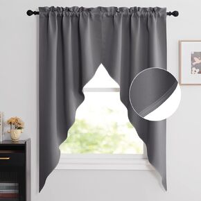 Nicetown Blackout Window Treatment Pocket Beact Beacting Tier-Falance/Swags المصممة خصيصًا لغرفة المعيشة (زوج واحد ، 36 بوصة بطول 63 بوصة كل لوحة ، رمادي)