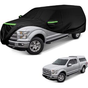 غطاء مقاوم للماء للشاحنة مع أعلى خلفي ، استبدل فورد F-Series ، Chevy Silverado ، Dodge Ram ، Crewcab 6.5 ft ، غطاء شاحنة شاق مع سحاب لحماية غبار أمطار الثلج (245 بوصة)