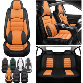 مجموعة كاملة لأغطية مقعد Hyundai Tucson 2004-2025 ، واقي مقعد السيارة المقاوم للماء نابا ، وغطاء مقعد مضاد للانزلاق ومريح (رمادي وأبيض)
