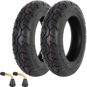 3.50-10 Scooter Tire, 3.50-10 Tubeless Tire for Scooters and Mopeds with 10 Inches Rims; 8PR 56 J; Angled Valve Stem - 2 Pack
