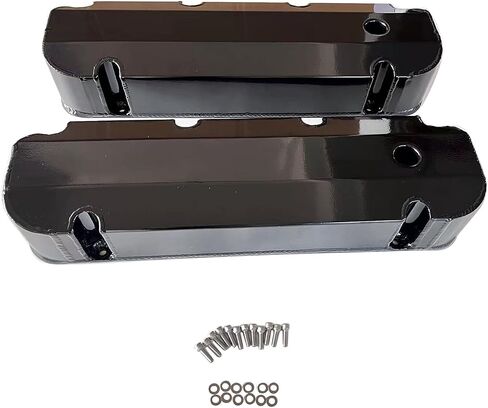 1 SET SHLPDFM Black Valve Covers W/Hole Fabricated Aluminum Tall Valve Covers Short Bolts 1/4 Billet Rail Compatible with Big Block Ford 429 460 in Saudi Arabia