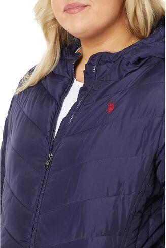 U.S. POLO ASSN. Plus Size Chevron Cozy Faux Fur Lining Quilted Hooded Puffer with Side Panel in Saudi Arabia