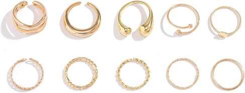 Gold Chunky Rings Set for Women Open Stacking Knuckle Ring Adjustable Round Dome Rings Set Minimalist Irregular Statement Women Ring Jewelry Gift in Kuwait