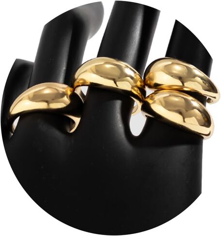 Gold Chunky Rings Set for Women Open Stacking Knuckle Ring Adjustable Round Dome Rings Set Minimalist Irregular Statement Women Ring Jewelry Gift in Kuwait