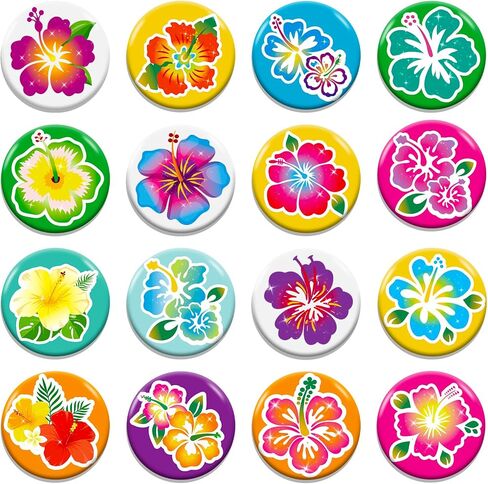 Howaf 32pcs Hibiscusus Pin Button Button Bulk Hawaiian Flower Pinback Butons for Summer Beach Party Facs Decoritions ، ALOHA Party Decoration Badge Hibiscus pin pin for close/backpack/hats/joles and more in Saudi Arabia