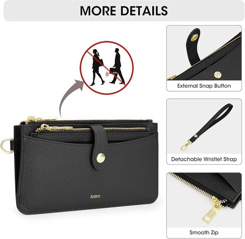 Kattee Wristlet Wallets for Women, RFID Blocking Wallet Women, Small Top Grain Leather Card Holder Phone Purse Clutch Bag in Saudi Arabia