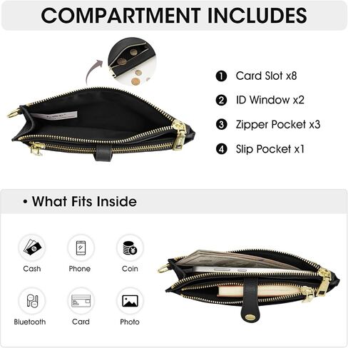 Kattee Wristlet Wallets for Women, RFID Blocking Wallet Women, Small Top Grain Leather Card Holder Phone Purse Clutch Bag in Saudi Arabia