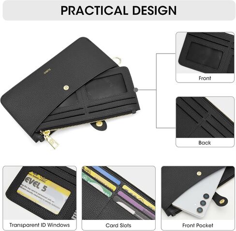 Kattee Wristlet Wallets for Women, RFID Blocking Wallet Women, Small Top Grain Leather Card Holder Phone Purse Clutch Bag in Saudi Arabia