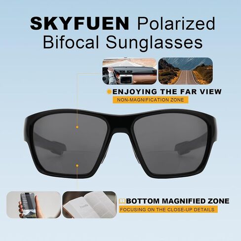 SKYFUEN Polarized Bifocal Reading Sunglasses Men, Light Build-In Sun Readers with Spring Hinge, Fishing/Driving in Saudi Arabia