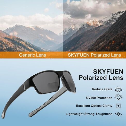 SKYFUEN Polarized Bifocal Reading Sunglasses Men, Light Build-In Sun Readers with Spring Hinge, Fishing/Driving in Saudi Arabia