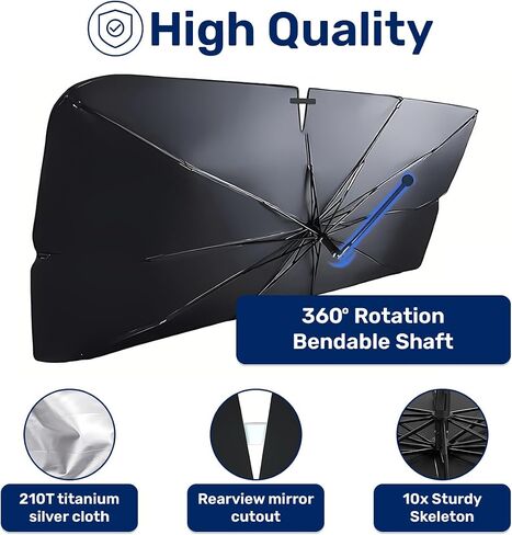 Black Dragon Umbrella Sunshade for Car Windshield (57x31 Inches) with 360°Rotation Bendable Handle, Foldable Car Windshield Sunshade Umbrella for SUV Truck, Protector Blocks UV in Saudi Arabia