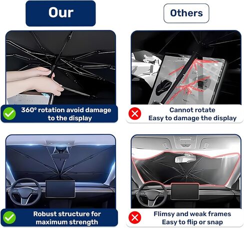 Black Dragon Umbrella Sunshade for Car Windshield (57x31 Inches) with 360°Rotation Bendable Handle, Foldable Car Windshield Sunshade Umbrella for SUV Truck, Protector Blocks UV in Saudi Arabia
