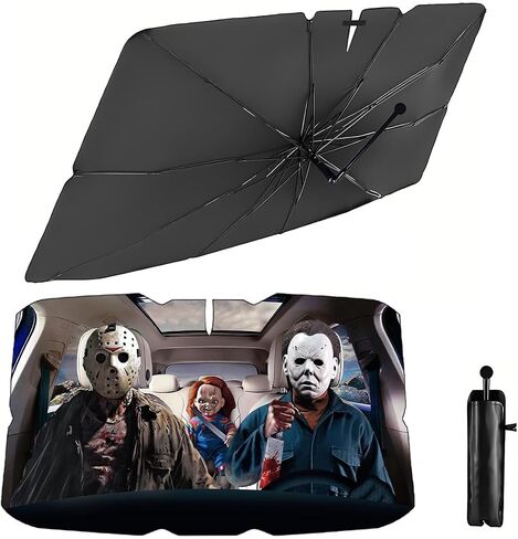 Black Dragon Umbrella Sunshade for Car Windshield (57x31 Inches) with 360°Rotation Bendable Handle, Foldable Car Windshield Sunshade Umbrella for SUV Truck, Protector Blocks UV in Saudi Arabia