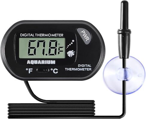 AEDIKO 8 قطع حوض السمك ميزان حرارة LCD رقمي لخزان الأسماك مع مسبار مستشعر مقاوم للماء وكأس شفط لحاضنات السلاحف تررم ميزان حرارة الماء in Saudi Arabia