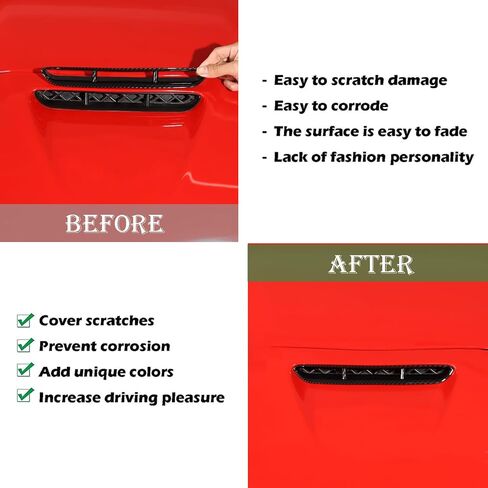 PIUGILH Front Hood Scoop Molding Bezel Compatible with Corvette C6 Z06 ZR1 2005-2013, Air Flow Intake Scoop Cover Hood Vent Grille (Carbon Fibre Pattern) in Saudi Arabia