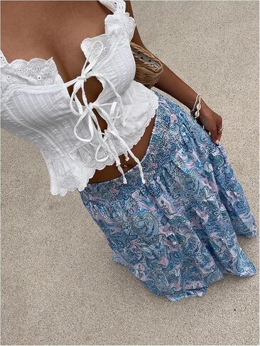 Milumia النسائية Paisley Print Flowy Maxi Jaxi Boho Shirred Long Skirts Beach Vacation in Saudi Arabia