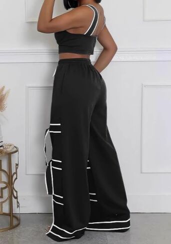 Vaceky Bow Tie Sweatpants Women Wide Leg Split Flowy Casual Trouser Pants in Saudi Arabia