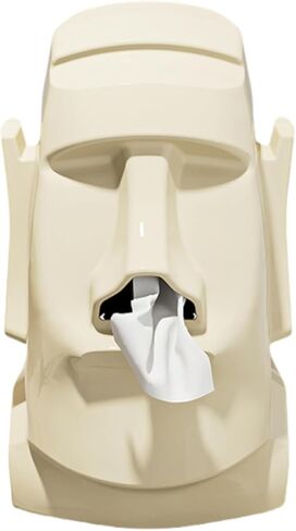Paper Towel case Creative Moai Tissue Box Holder for Sunglasses, Headphones & Hats - Decorative Storage Organizer for Living Room, Bedroom, Office -ABS Plastic, 3 Colors Available (White) in Saudi Arabia
