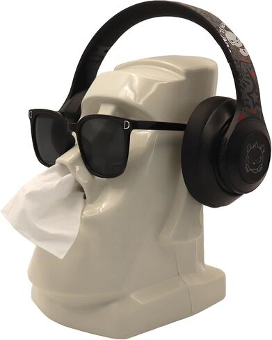 Paper Towel case Creative Moai Tissue Box Holder for Sunglasses, Headphones & Hats - Decorative Storage Organizer for Living Room, Bedroom, Office -ABS Plastic, 3 Colors Available (White) in Saudi Arabia