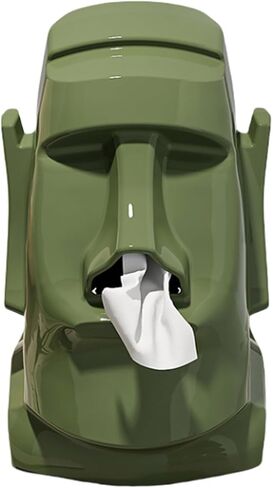 Paper Towel case Creative Moai Tissue Box Holder for Sunglasses, Headphones & Hats - Decorative Storage Organizer for Living Room, Bedroom, Office -ABS Plastic, 3 Colors Available (White) in Saudi Arabia