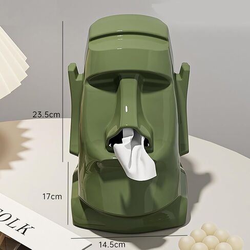 Paper Towel case Creative Moai Tissue Box Holder for Sunglasses, Headphones & Hats - Decorative Storage Organizer for Living Room, Bedroom, Office -ABS Plastic, 3 Colors Available (White) in Saudi Arabia