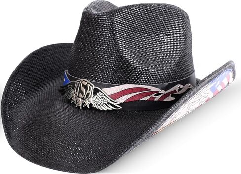 Men's Women's Straw Cowboy Hat Cowgirl Woven Sun Hat Western Cowboy Hat Beach with Decorative in Saudi Arabia