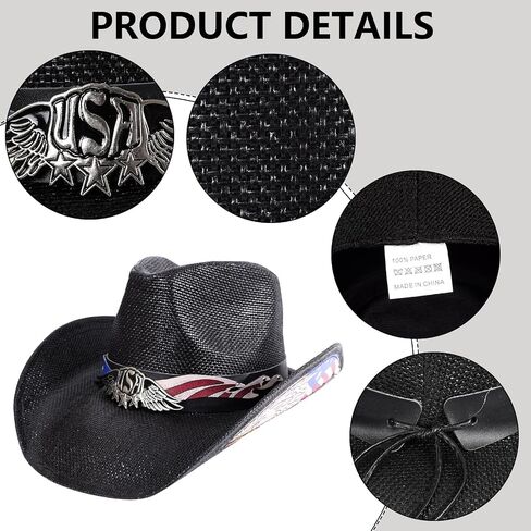 Men's Women's Straw Cowboy Hat Cowgirl Woven Sun Hat Western Cowboy Hat Beach with Decorative in Saudi Arabia