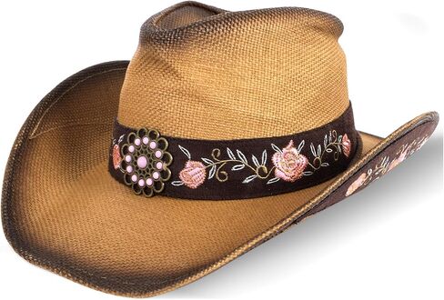Men's Women's Straw Cowboy Hat Cowgirl Woven Sun Hat Western Cowboy Hat Beach with Decorative in Saudi Arabia