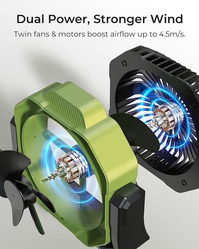 Konnie 8 inch Camping Fan with LED Lantern, 90hrs 20000mAh Rechargeable Battery USB Fan with 4 Speeds 350°Head Rotation, Desk Table Fan for Outdoor Tent Travel Picnic in Saudi Arabia