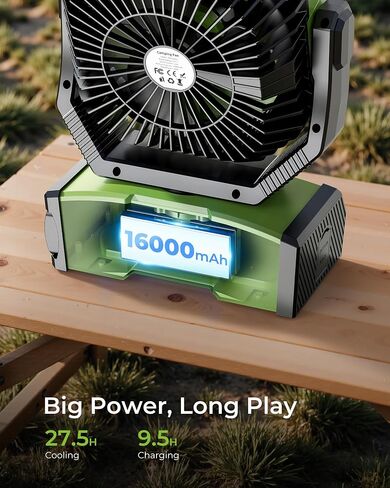 Konnie 8 inch Camping Fan with LED Lantern, 90hrs 20000mAh Rechargeable Battery USB Fan with 4 Speeds 350°Head Rotation, Desk Table Fan for Outdoor Tent Travel Picnic in Saudi Arabia