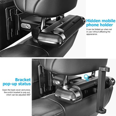 Mandark Car Neck Pillow, Memory Foam Vehicles Adjustable Support Headrest Pillow with Hook ＆ Tablet Phone Holder Mount, Multifunctional Auto Interior Accessories, Universal for SUV RV Truck (Black) in Kuwait