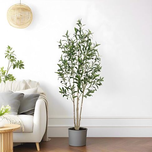 5FT Artificial Olive Tree with Realistic Trunk & Lifelike Fruits – Faux Silk Plant for Indoor Home & Office Décor in Saudi Arabia