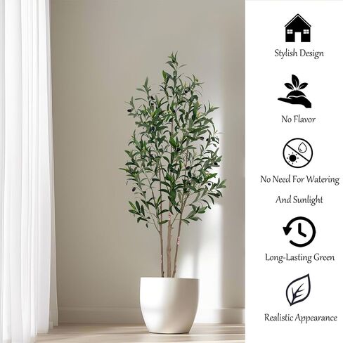 5FT Artificial Olive Tree with Realistic Trunk & Lifelike Fruits – Faux Silk Plant for Indoor Home & Office Décor in Saudi Arabia